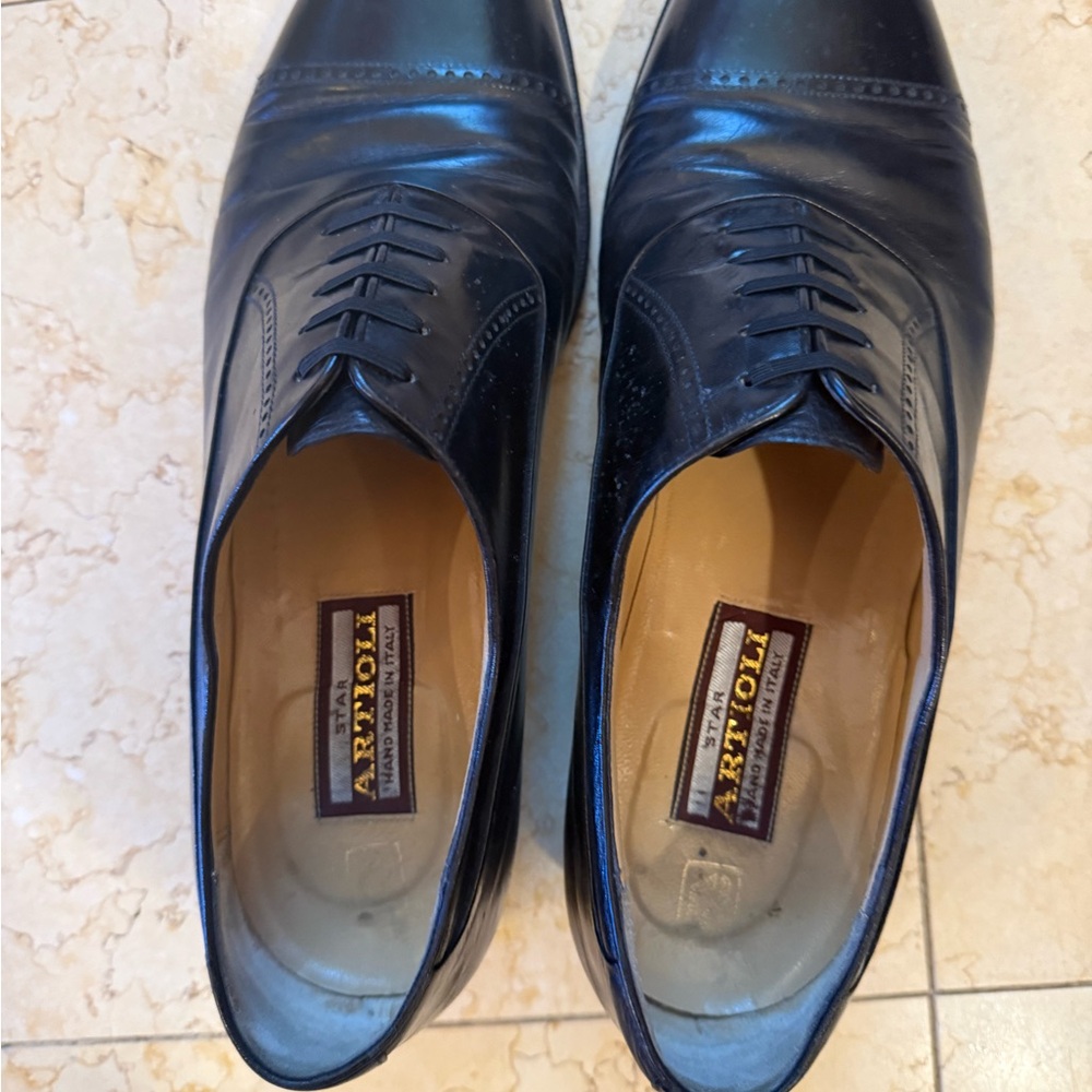 Black Leather Men's Artioli dress Shoes sz 10